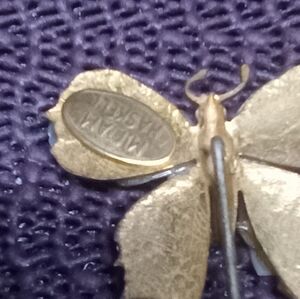 Miriam Haskell Antique  Butterfly Straight Pin Real Stone Accents
